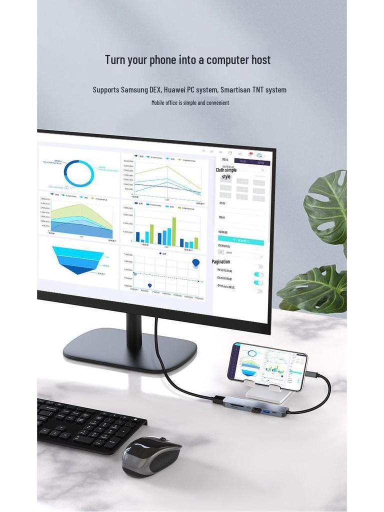 Адаптер-хаб Type-C HDMI с зарядкой PD100W для проекции дисплея мобильного телефона и компьютера