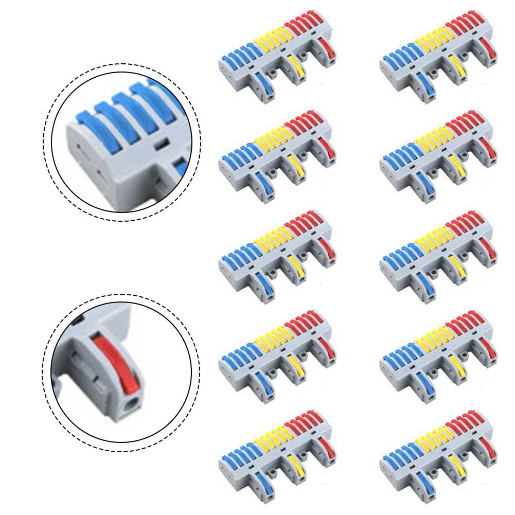 Комплект клеммных блоков 10 шт. 3 входа 15 выходов с соединителями для проводов 32А, подходит для электрических соединений