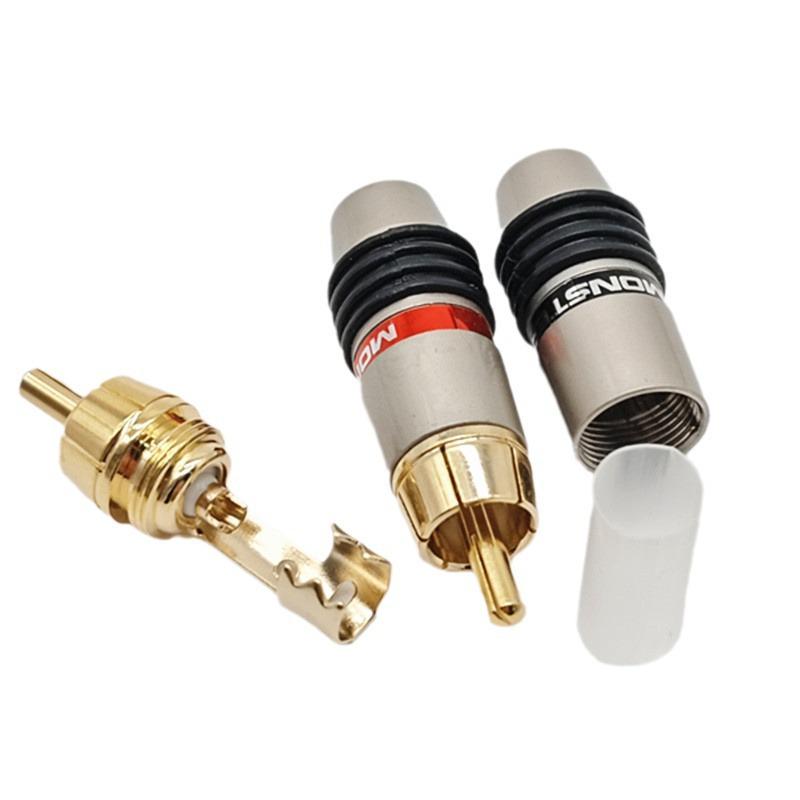Позолоченный RCA аудиокабель для аудиофилов с разъемом Lotus, серым корпусом, медным контактом и клеммой для пайки