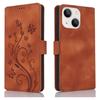 For iPhone 15 Dreamy Butterfly Love Flower Embossed Leather Phone Case(Rose Gold)