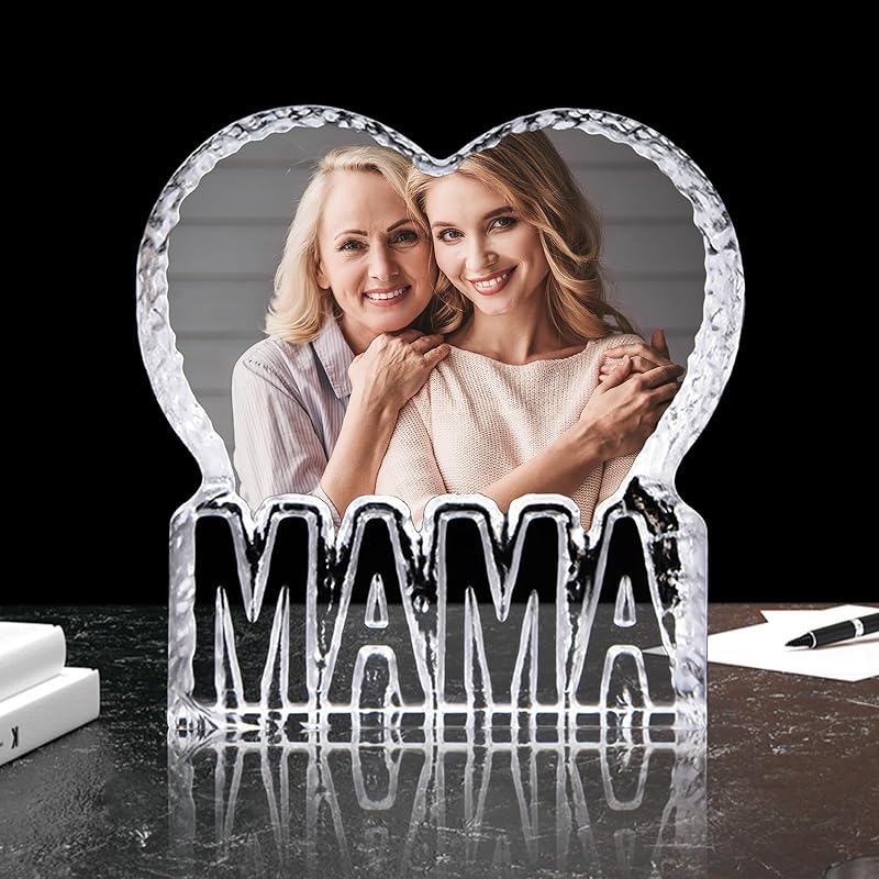 Индивидуальная 3D-кристаллическая фотография, персонализированная 3D-кристаллическая ночная фоторамка в форме сердца, лучший подарок для влюбленных пар, женщин, мужчин, свадьбы (MOM)