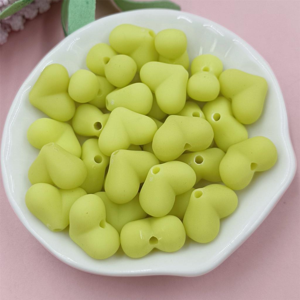 Creative Mobile Phone Chain 9 Color Making Materials Solid Color DIY Jewelry Accessories Creative Fashion Rubber 30Pcs 15x11mm Beads Heart