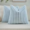 40x40 45x45 Faux Rabbit Fur Square Cushion Cover New Big Thick Striped Super Soft Solid Color Pillow Cover Sofa Decor Pillowcase