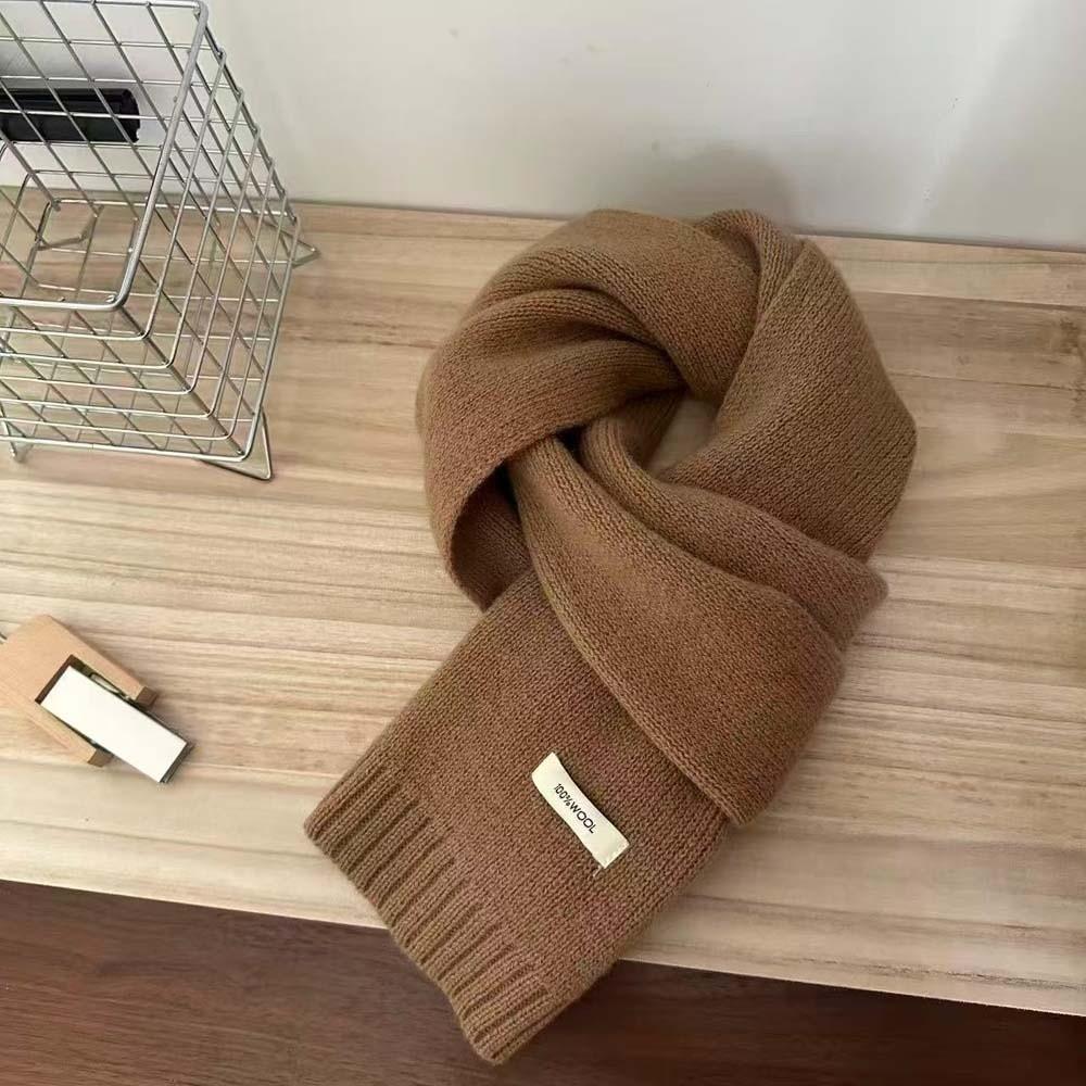 Solid Color Knitting Wool Scarf Cold-proof Winter Warmer Scarf Long Thickened Neckscarf Autumn