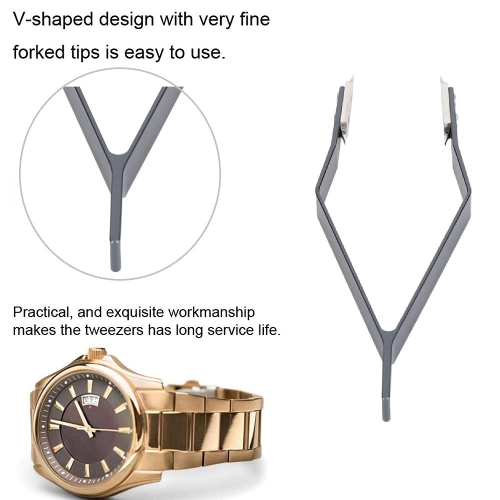 Нержавеющая сталь 7825 V-образный пинцет для часов с пружинным стержнем V-образной формы для ремонта часов