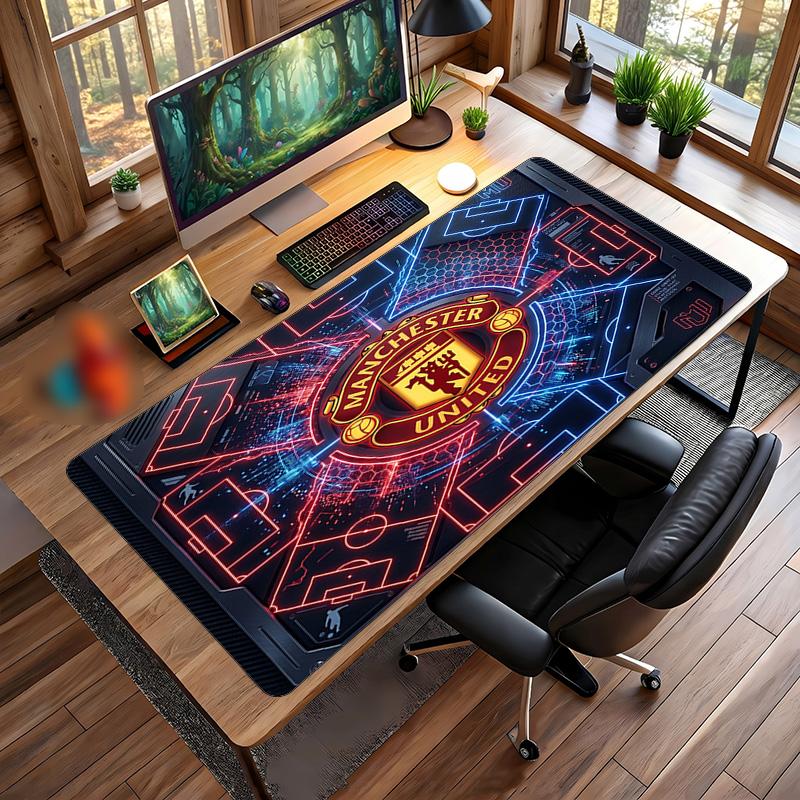Большой игровой коврик для мыши Manchester United, нескользящий, мягкая резина, для офисного стола, ноутбука, компьютера, Декор