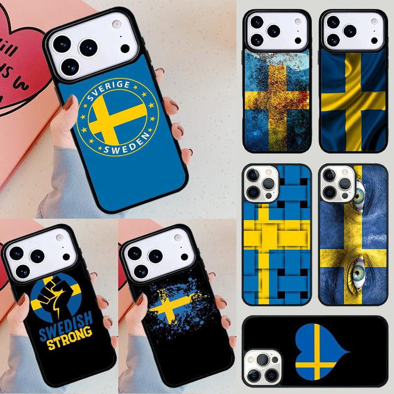Чехол для телефона с флагом Швеции Для iPhone 17 Air 14 15 13 12 Max Чехол Для Apple 16e 11 Pro Max Plus Coque