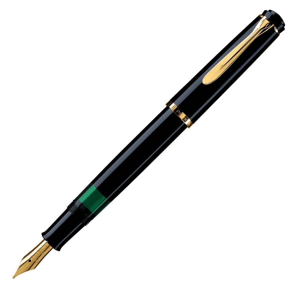 Pelikan M200 Classic Black Fountain Medium Officially Imported Pen, Nib,