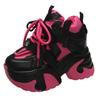 Fashion Women High Platform Casual Leather Shoes 2025 New Autumn Lace-up Chunky Sneakers 10.5cm Wedges Hidden Heels Leisure Shoes Woman