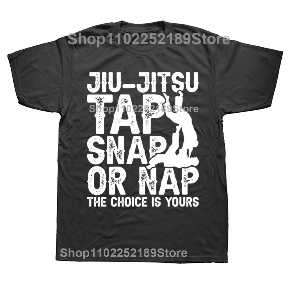 Смешные футболки по джиу-джитсу Tap Snap Or Nap, мужская модная повседневная футболка, 100% хлопок, свободная, оверсайз
