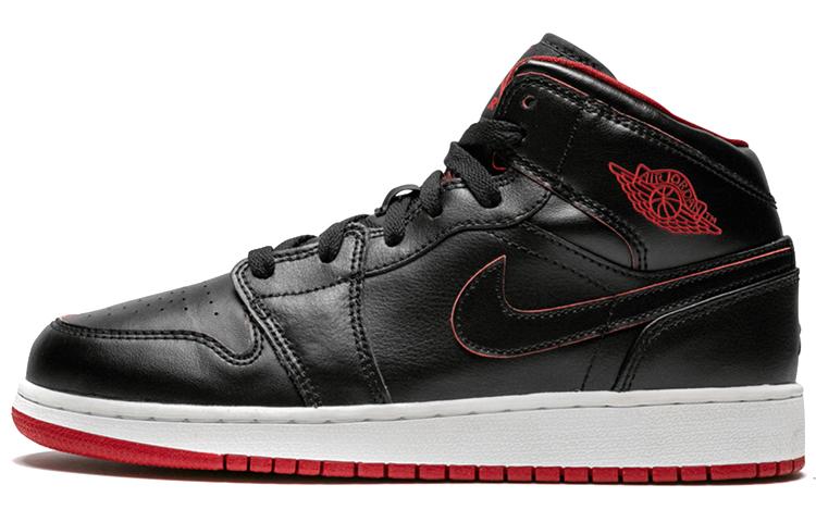 Jordan 1 Ретро Средний Черный Спортивный Красный 554725-028