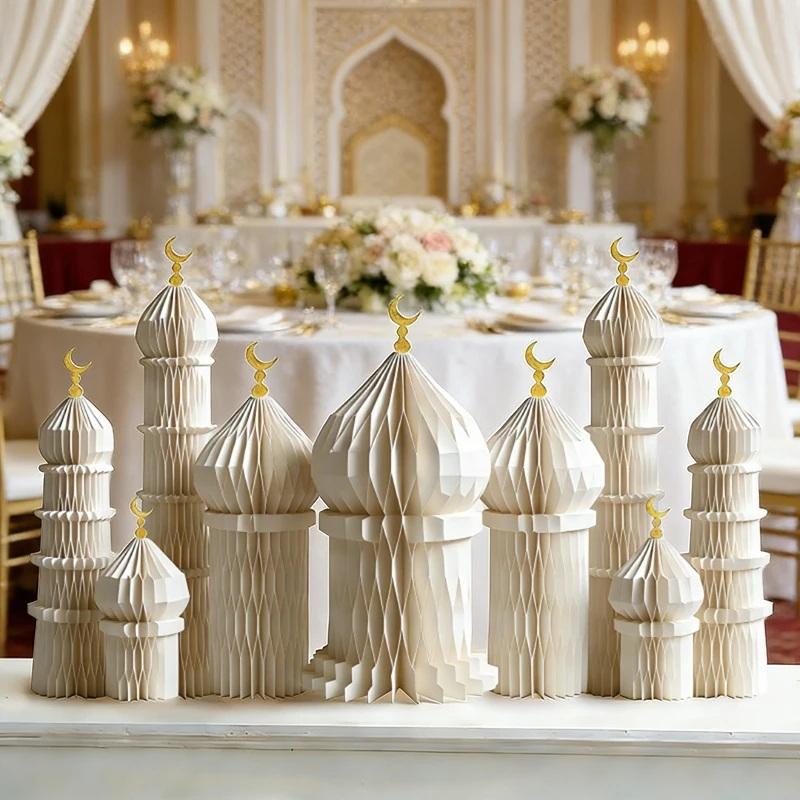 Бумажное искусство Рамадан Настольное украшение Замок Украшение 3D Сотовый замок Праздник Ид аль-Фитр Вечеринка Звезды Замок Товары для вечеринки Подарки