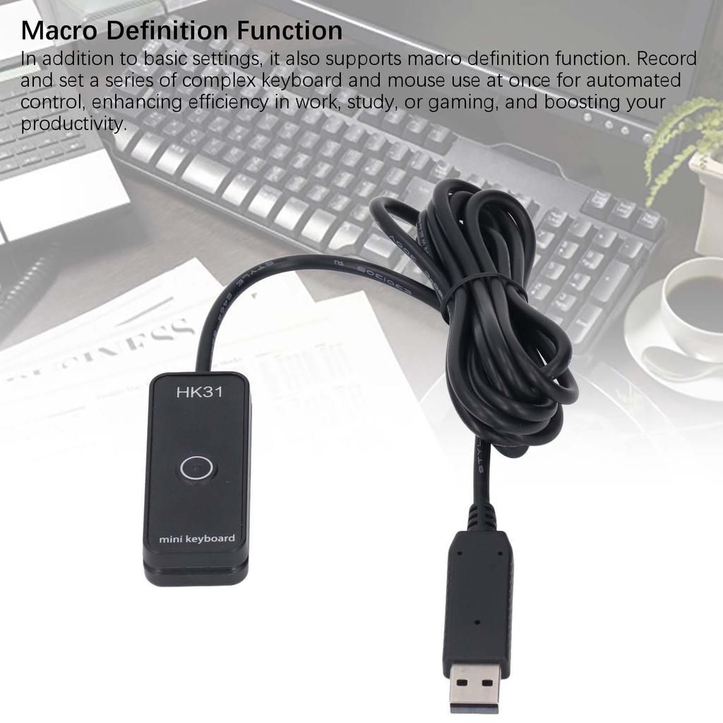 Пользовательская USB Мини-клавиатура Программируемая Макро-клавиатура Рельефный дизайн Брайля Магнитное крепление HK31 1 Позиция клавиши