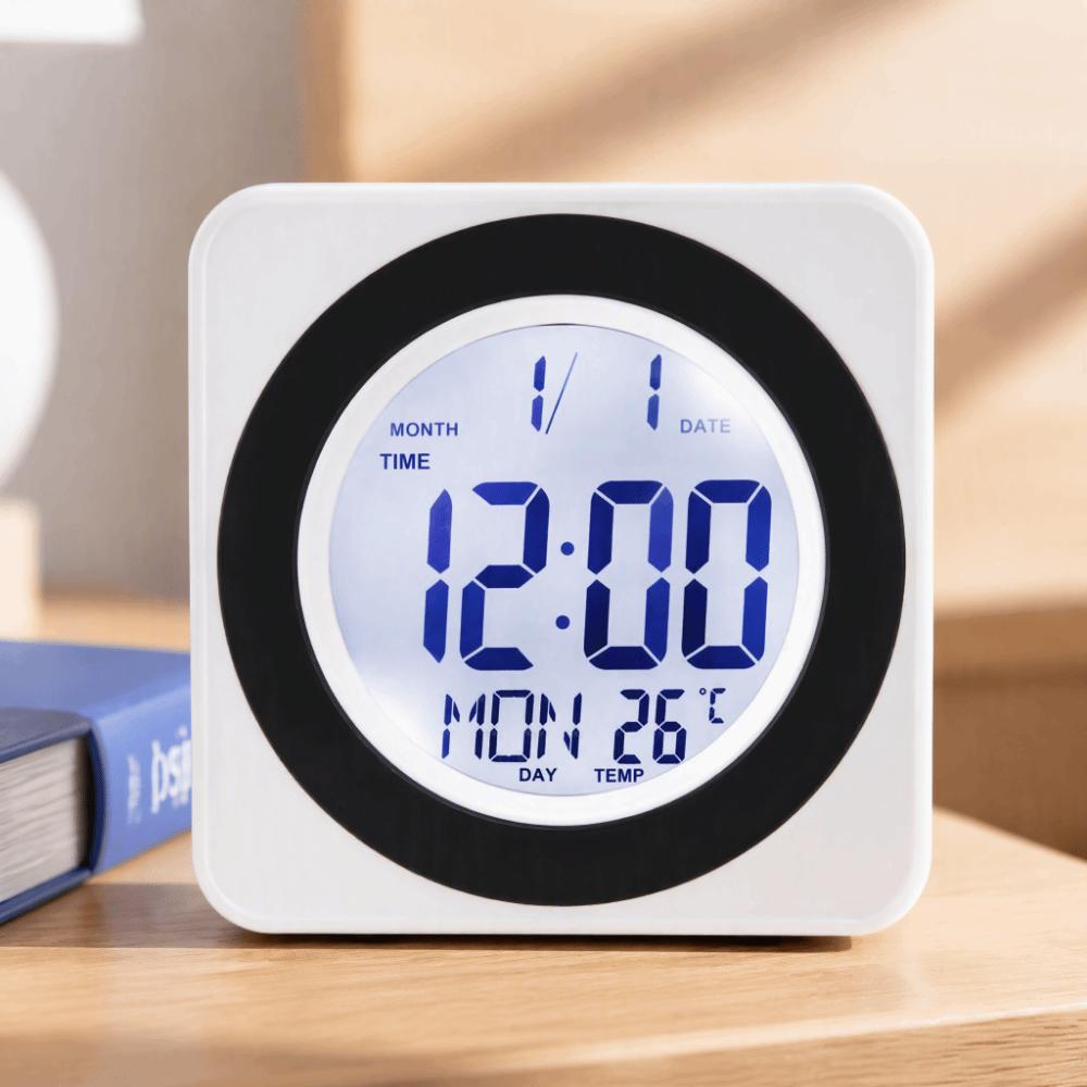 Temperature Display LCD Alarm Clock ABS Digital Electronic Clock Voice Control Clock Office Desk