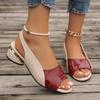 Women Sandals Shoes Summer Shoes Open Toe Low Heels Women Shoes Elegant Office Shoes Splicing Color Fish Mouth Fashion Sandals Plus Size 35-43