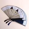 Cat Patterns Summer Gift Handmade Bamboo Wooden Fan Crafts Folding Fan Home Decoration Silk Fan