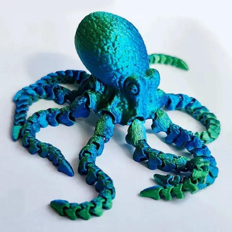3D Printed Octopus Movable Flexible Joints Fidget Toy Home Office Desktop Ornament Ocean Animal Decor New Year Gifts Kid Toy