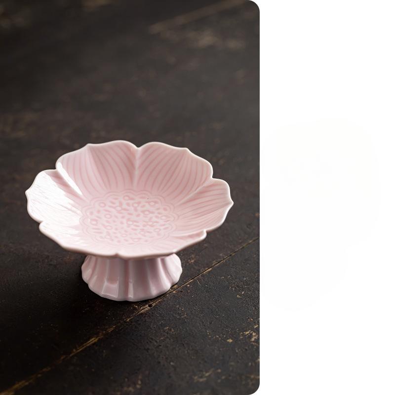 Китайская керамическая тарелка для фруктов на высокой ножке, тарелка для закусок в стиле дзен, тарелка для выпечки Будды, изысканная тарелка для закусок на высокой ножке, помолвочная тарелка