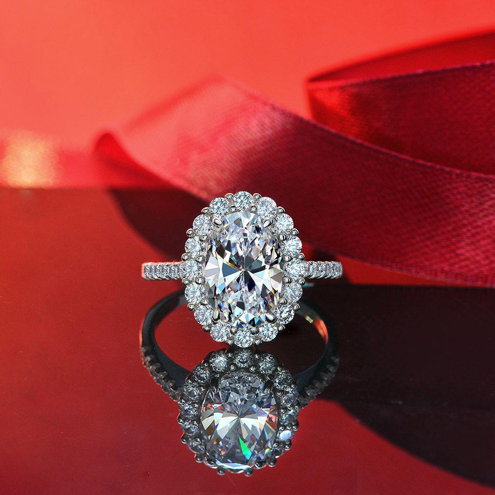 Gica Gema High Carbon Diamond Rings 925 Sterling Silver 8*12mm 3colors Oval Gemstone Unique Design Romantic Fine Finger Jewelry Wedding Party Gifts