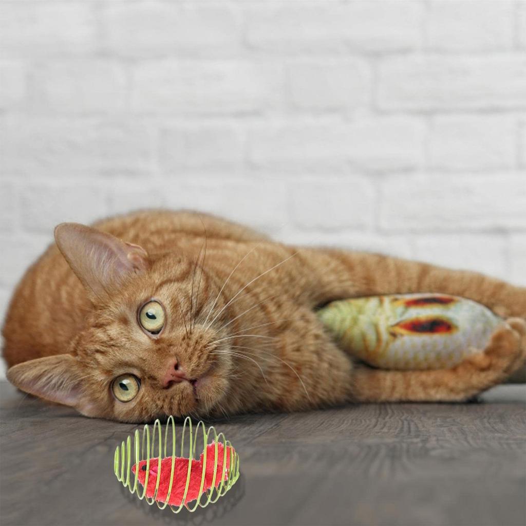 Cat Toy Balls Kitten Mice Balls Cage Cat Mouse Toy Interactive Toy for Indoor Cat Caged Plush Mice Iron Wire Balls