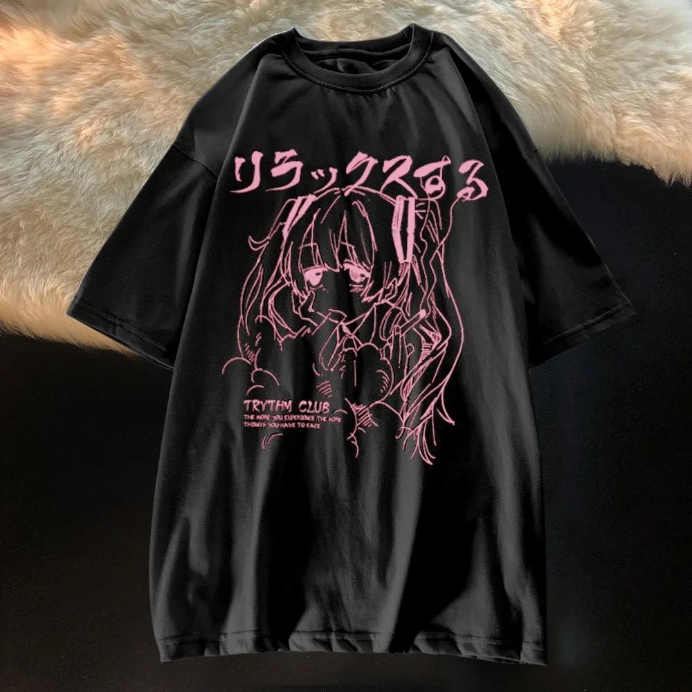 Women Clothing Women's T Shirt Y2k Japanese Harajuku Graphic Kawaii T Shirts Anime Print Oversized T Shirt Plus Size Grunge Top