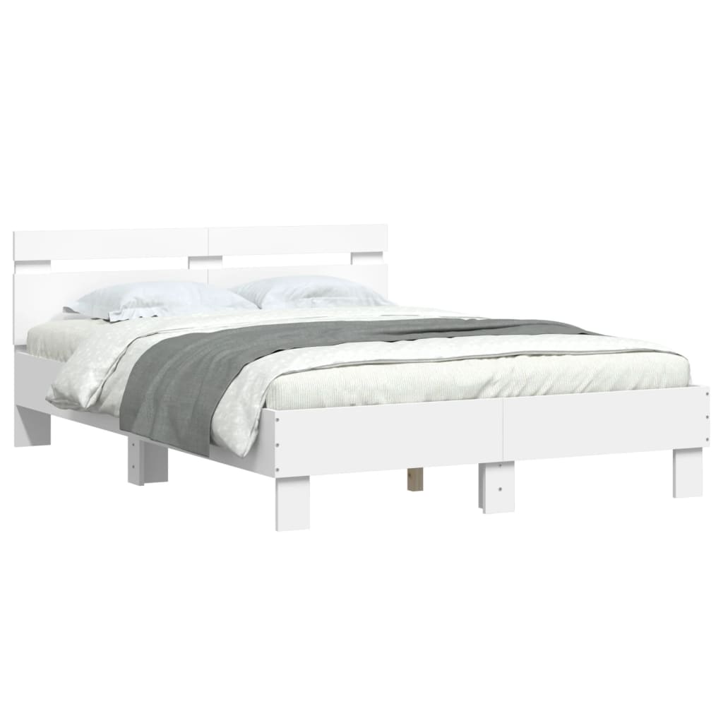 Vidaxl Каркас кровати с изголовьем, Белый, 135x190 см