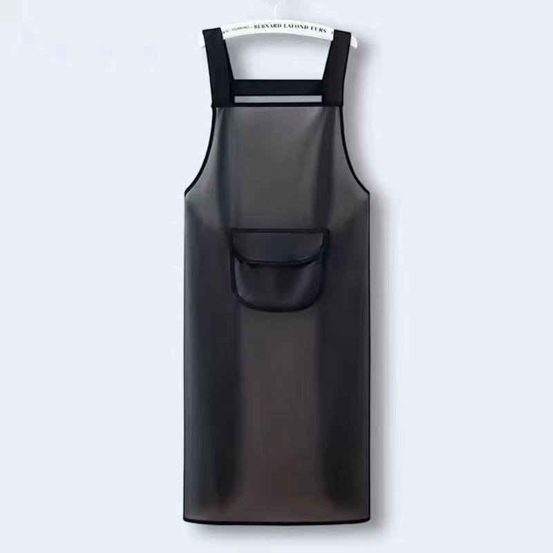 Waterproof Kitchen Apron Household PVC Oil Resistant Work Apron Transparent Black Dirt-Proof Cleaning Aprons