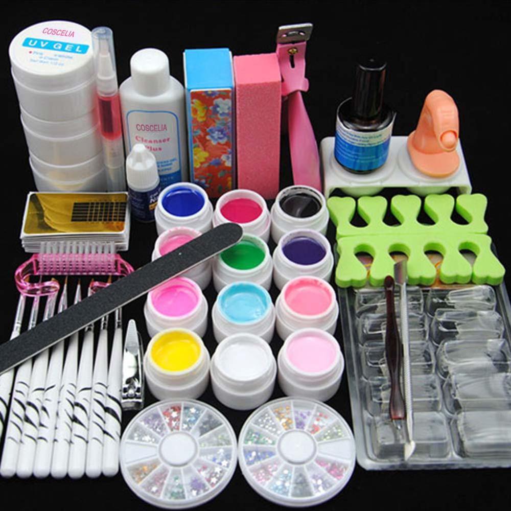 Nail Art Kit for Beginners Complete Set with LED Light and 12 Gel Polish Colors Starter Manicure Tools