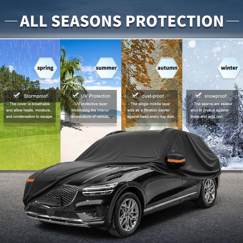 Motoforti Car Cover Outdoor Waterproof Sun Rain Hail Protection with Left Side Door Zipper 210D-PU for Genesis GV70