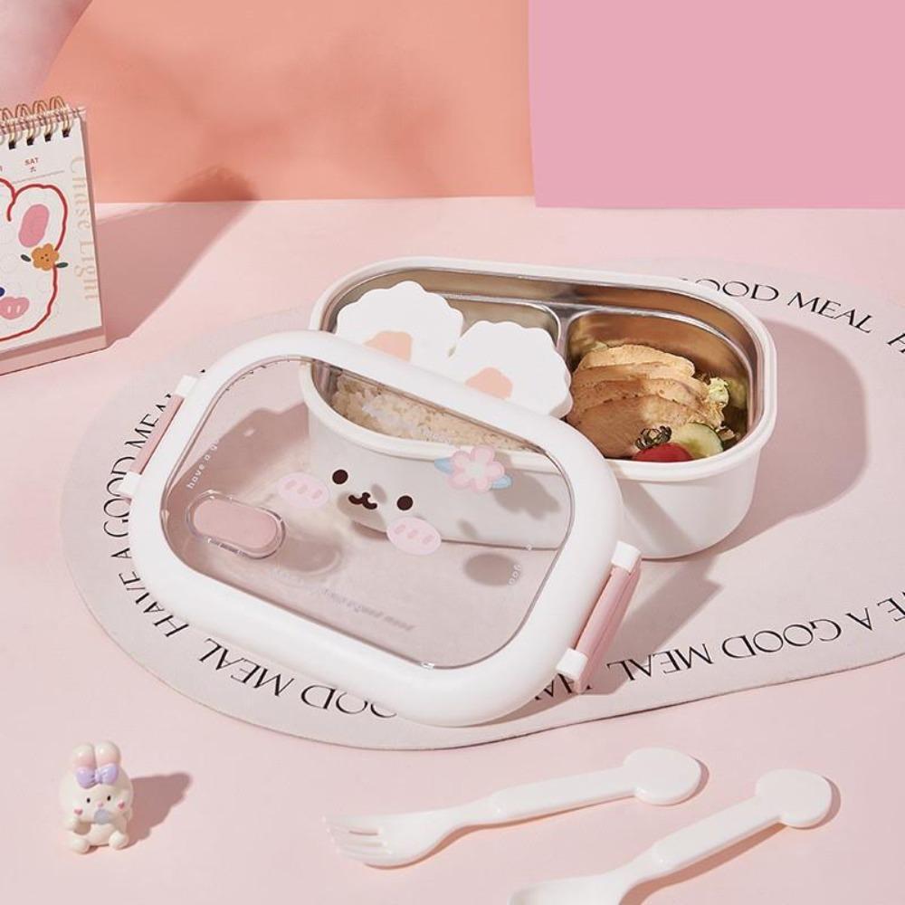 Portable Divides Lunch Box Cartoon Meal Box Food Containe Stainless Steel Lunch Box  HOME