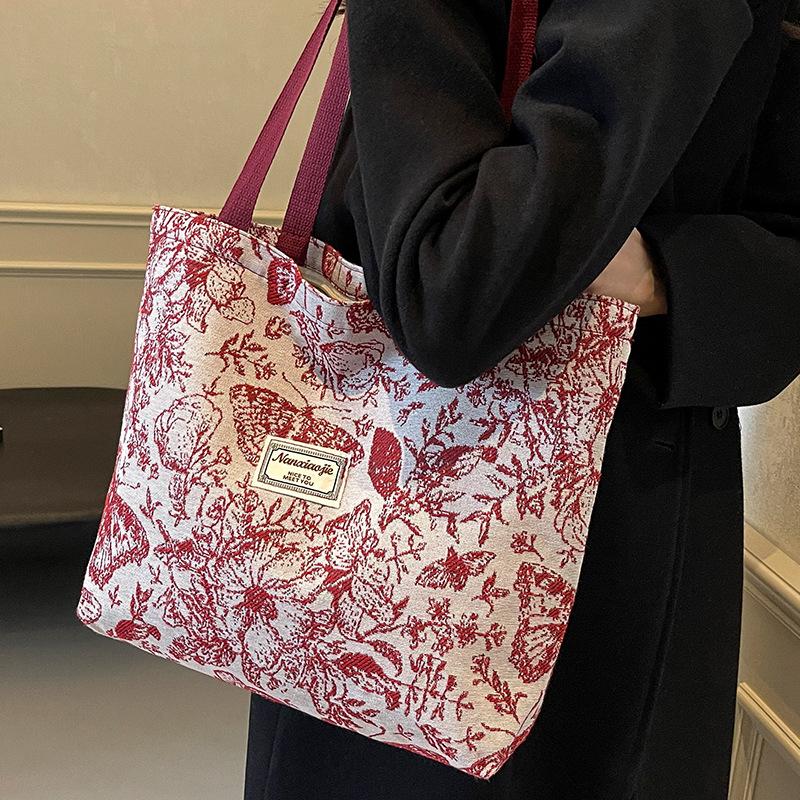 Вместительная одноплечевая сумка для женщин Новая холщовая сумка для женщин Ins Универсальная сумка-тоут для покупок и поездок на работу для женщин