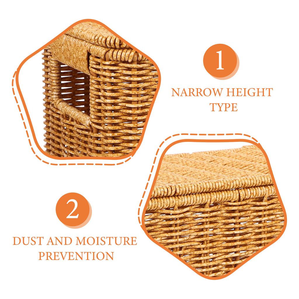 Narrow Tall Lid Storage Box Baskets Woven Magazine Plastic Home Kitchen Toy Vegetable Picnic Containers With Handles