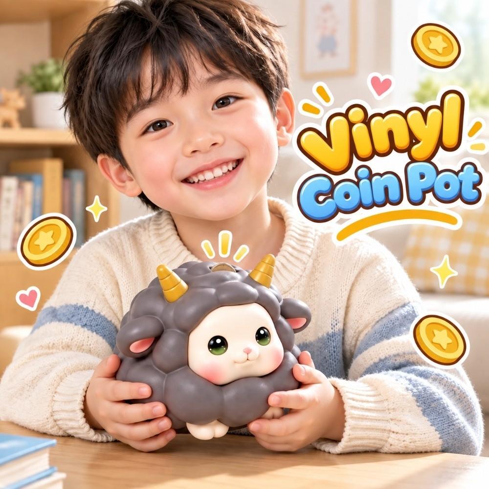 Large Capacity Vinyl Money Box Drop-resistant Unbreakable Saving Jar Cute Sheep Bank Little Girls