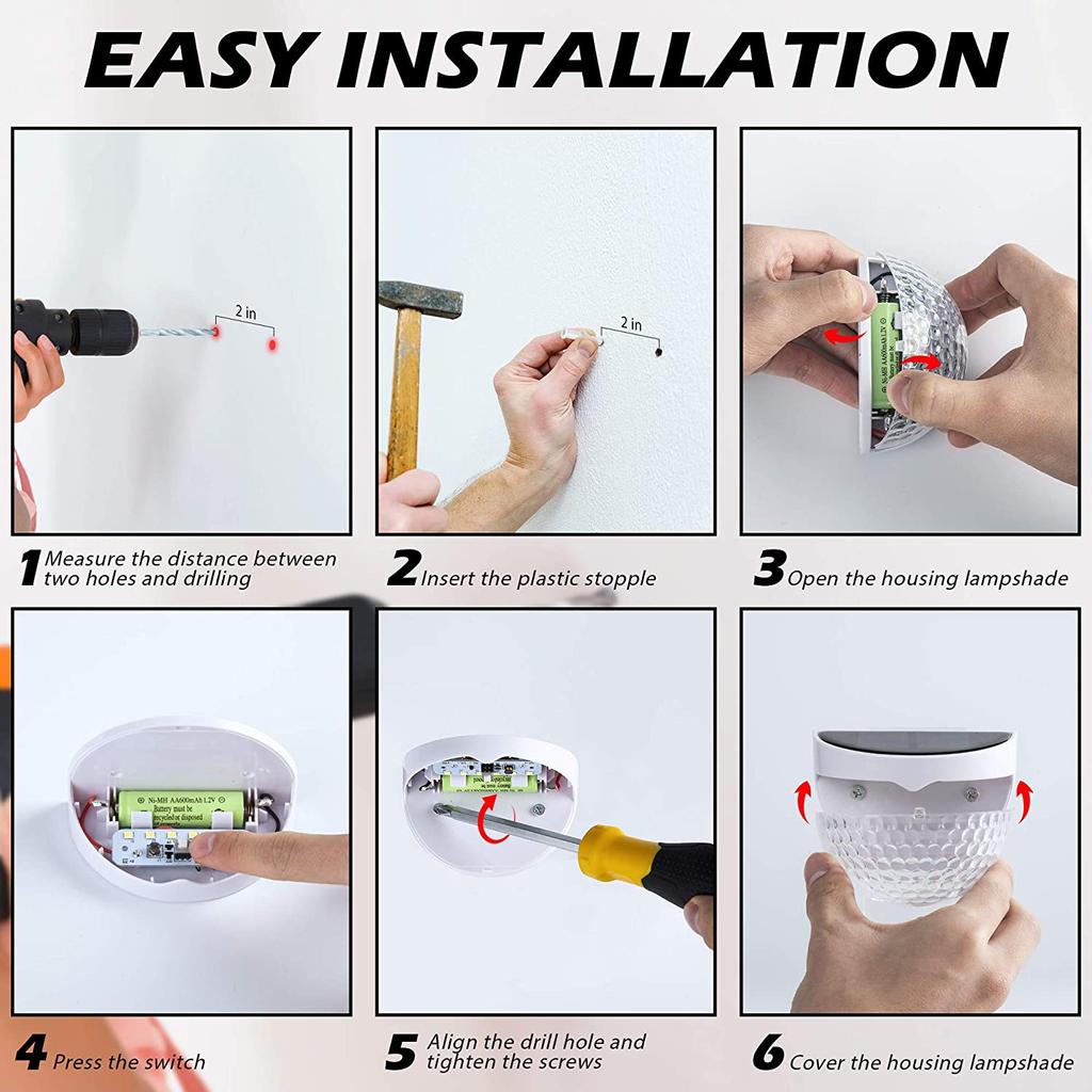 Светодиодные солнечные фонари для ограждений, уличные водонепроницаемые настенные светильники, гофрированные светильники для ограждений, террас, садовых дорожек, декоративные светильники