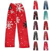 Women Winter Pants Full Length Long Trousers Christmas Printed Pants