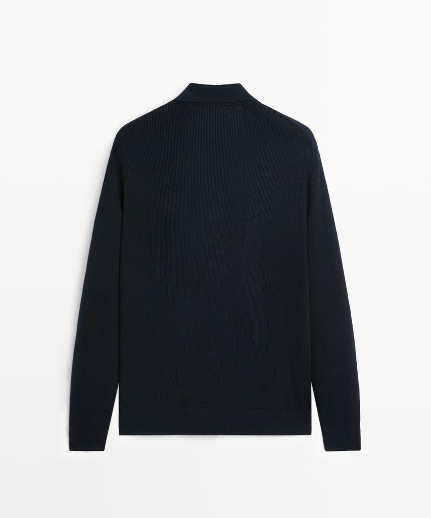 Мужской вязаный кардиган с воротником-поло Massimo Dutti, 100% хлопок