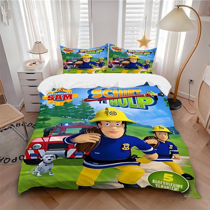Fireman Sam Shoot Help Print 3Pcs Bedding Setduvet Cover With 2 Bedropillowcase Home Birthday Gift