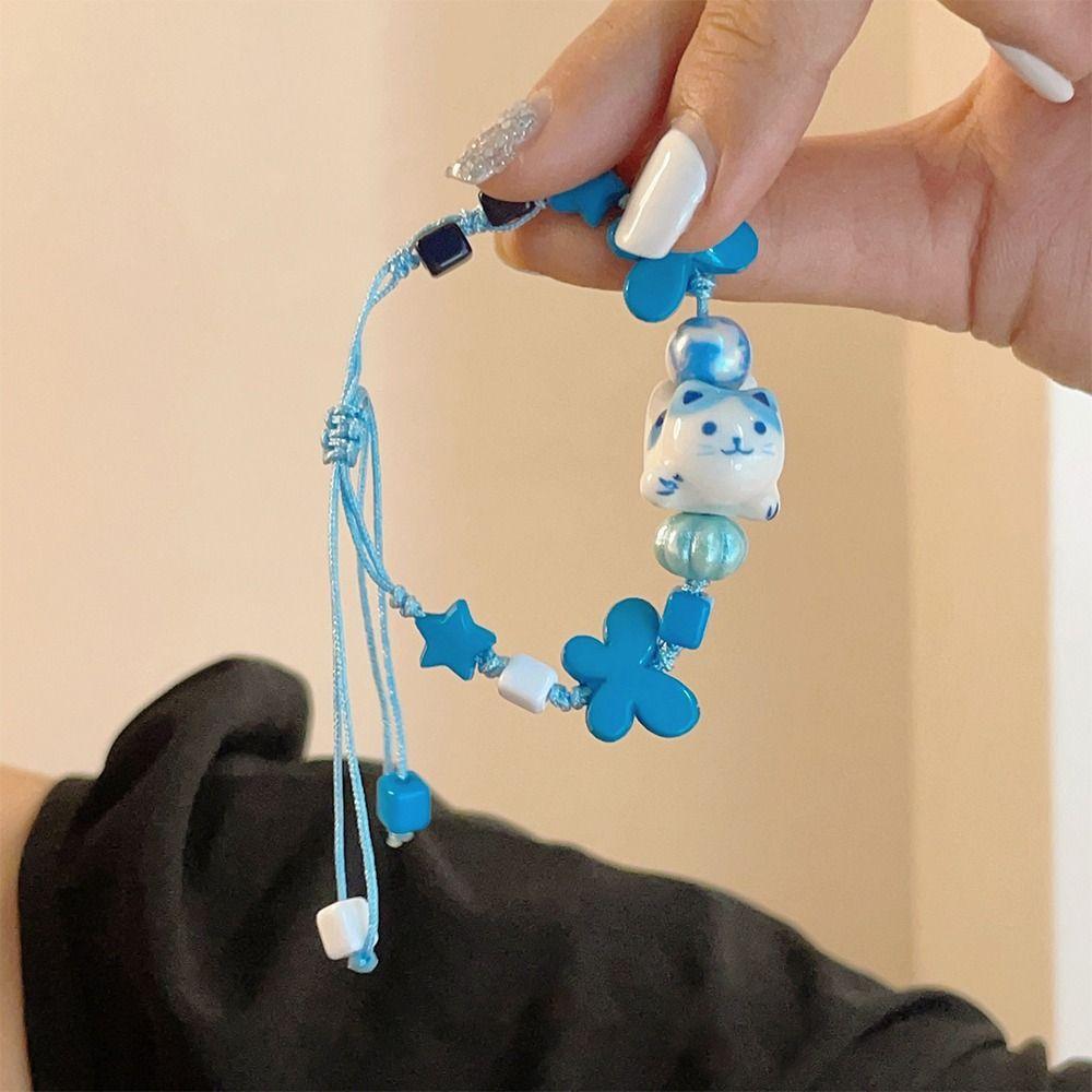 Handmade Maneki Neko Bracelet Korean Style Cat Bead Bracelet Ceramic Cat Bracelet Women