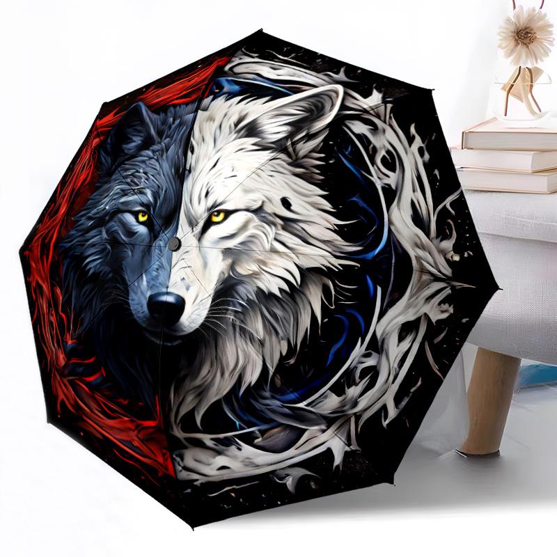 Автоматический зонт-трость Wolf Yin Yang для улицы, складная конструкция, 8 спиц, прочный, легкий, идеальный подарок для друзей и семьи