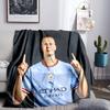 Haaland Player Pose Throws Blanket Flannel Blankets Plush for Couch Bed Gifts for Men Women Travel picnic blanket Christmas fan gifts