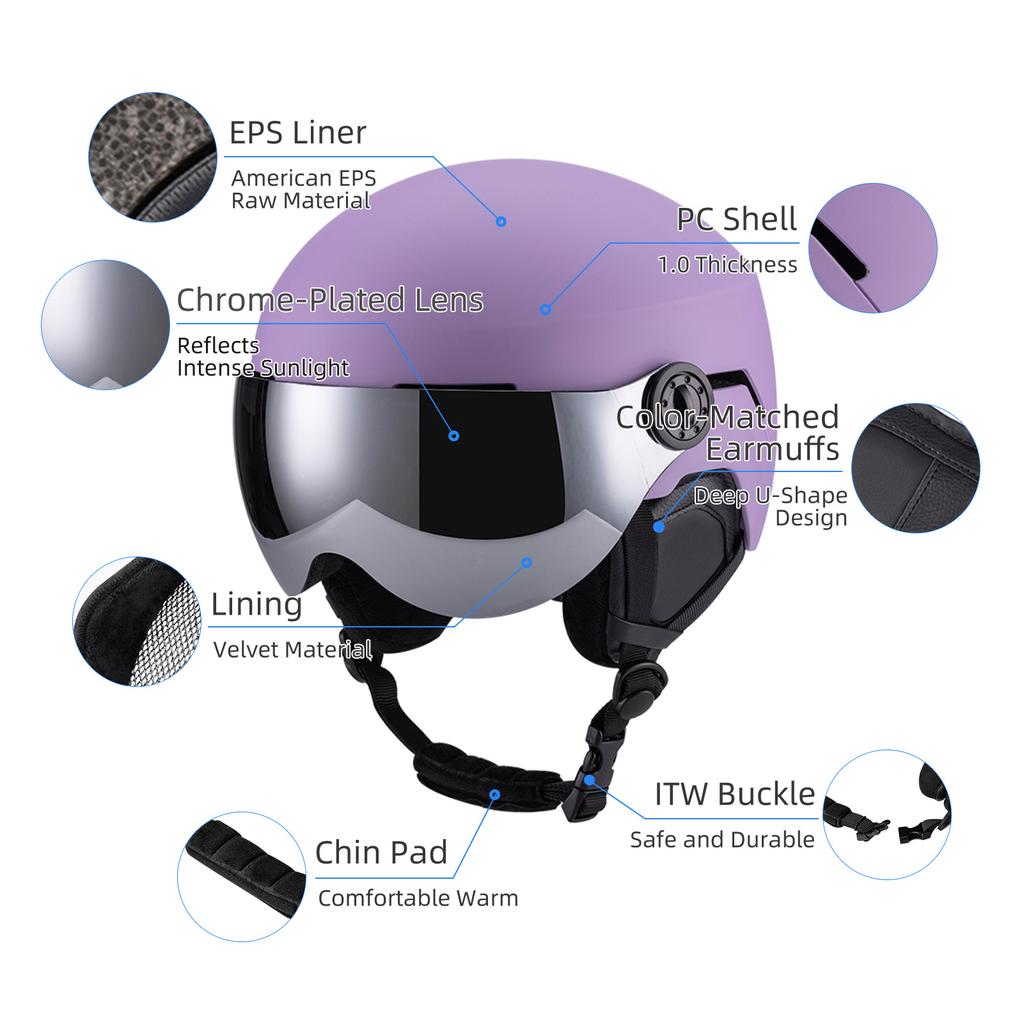 Snow Sport Helmet Ski Helmet Men Women Adult Bike Helmet Multi-Functional Snowboard Helmet for