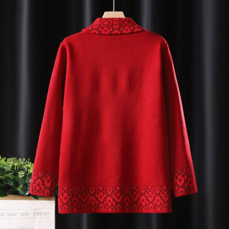 Бабушкин свитер Мама носит Тонкий вязаный кардиган Свободный Жакет для пожилой женщины Весенняя куртка Одежда для пожилого мужчины Женская