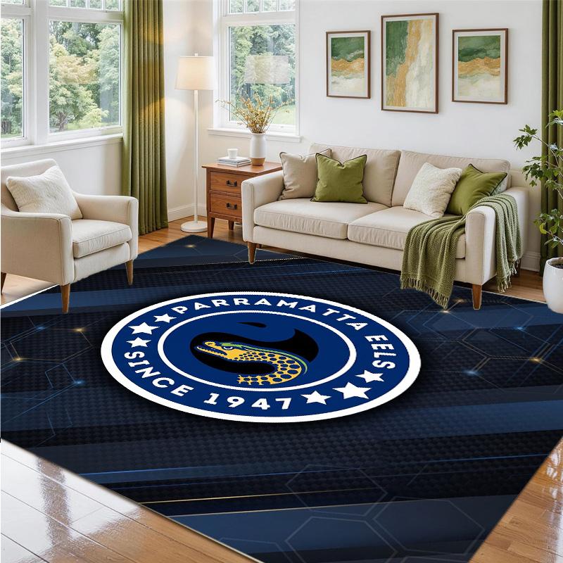 Parramatta Eels Design Crystal Velvet Rug Soft Decorative Mat for Bedroom Entrance