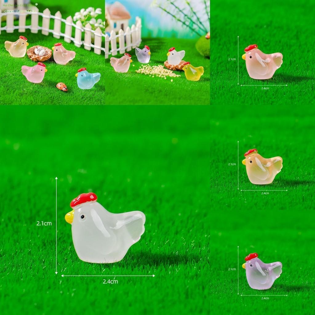 Милая люминесцентная полимерная фигурка курицы, садовое украшение, в восьми цветах