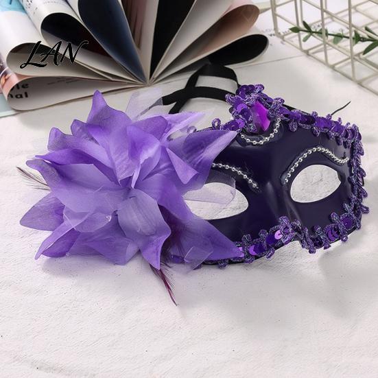 Mesh Flower Mask Half Face Masquerade for Women, Rhinestone Venetian Evening Party Mask, Costumes Accessory Halloween Carnival Prom Ball