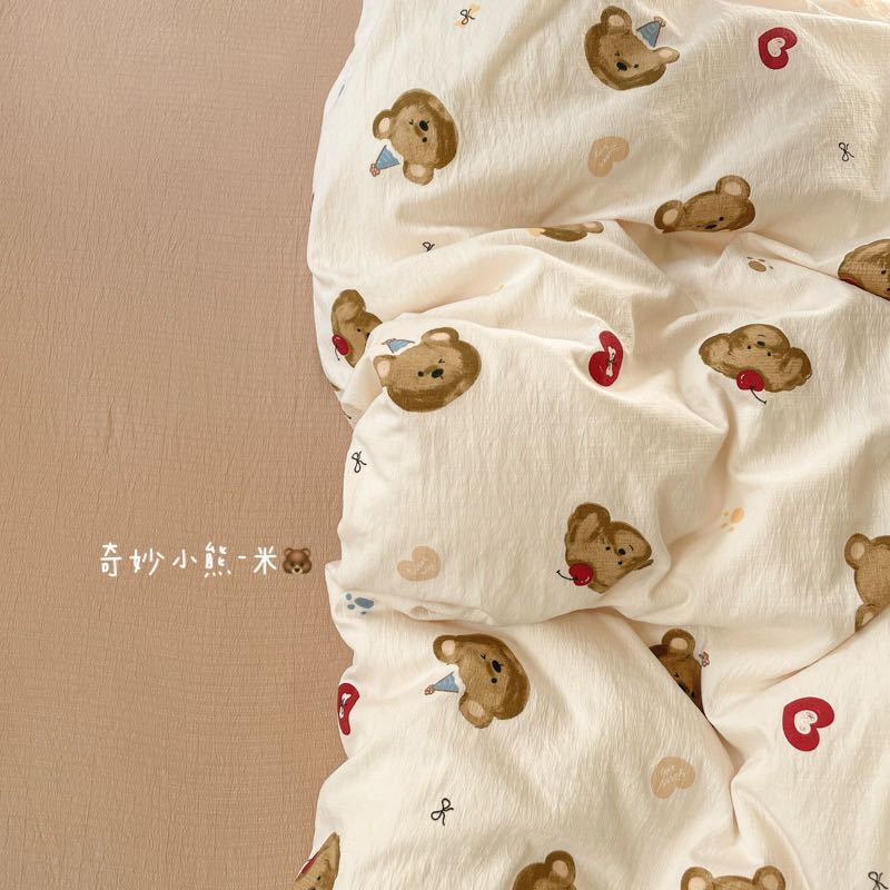 Постельное белье Ins Girls с клубничным принтом Новые комплекты простыней размера Queen Набор пододеяльника с наволочкой Без наполнителя