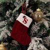 Haobei Red Knitted Christmas Stocking Ornament with Embroidered Lettering