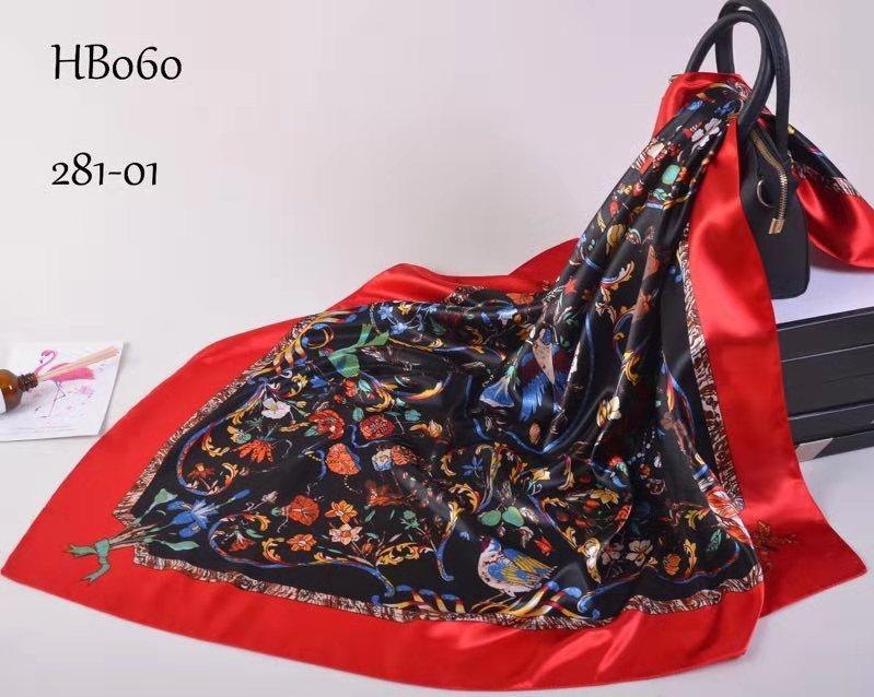 [BYSIFA] New Blue Pure Silk Satin Scarf Shawl Women Brand Floral Design Large Square Scarves Elegant Muslim Ladies Head Scarf