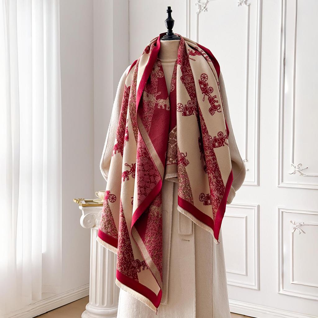 New Luxury Design Winter Two-Sided Cashmere Jacquard Scarves High Quality Women Thicken Wrap Shawl Ladies Wool Pashmina Scarf