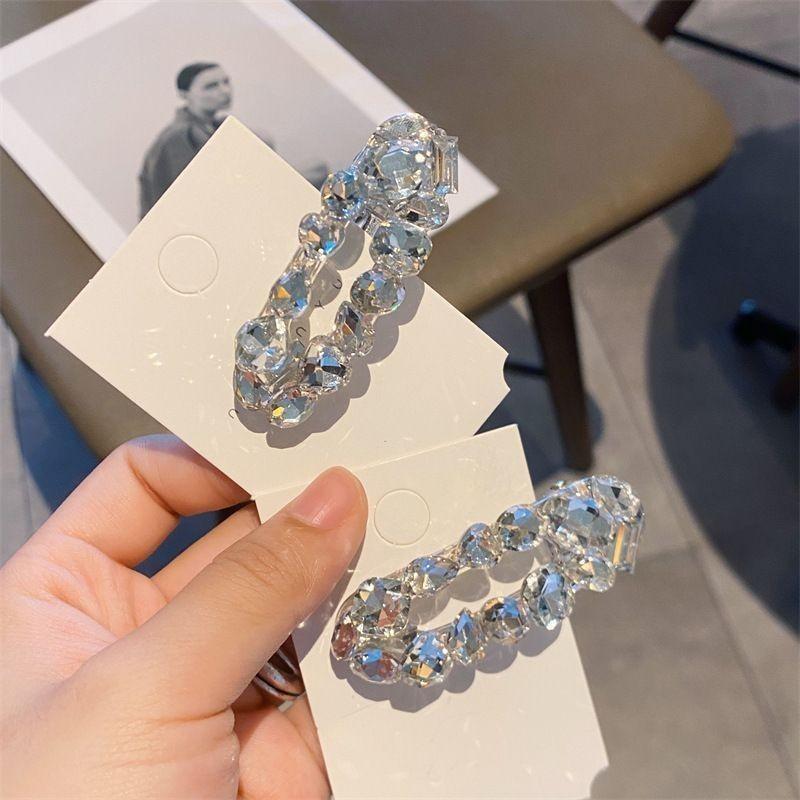 Sweet Cool Rhinestone Hair Clip Women Ice Through Temperament Versatile Side Clip Delicate Hair Accessories
